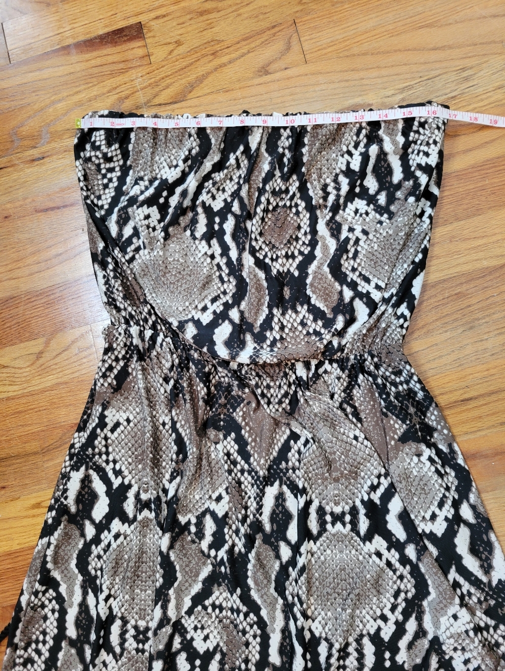 Blooming Rose Strapless Snake Print Maxi Dress in Brown and Black - Picture 9 of 15